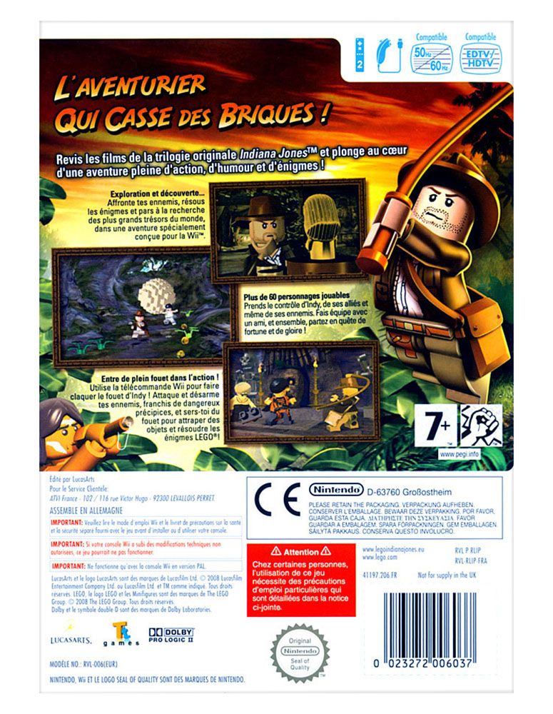 LEGO Jeux vidéo WIIIJLTO pas cher Lego Indiana Jones la trilogie