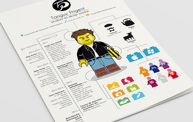 CV version LEGO de Prigent Tanguy. Le CV version LEGO d’un étudiant en design, Prigent Tanguy