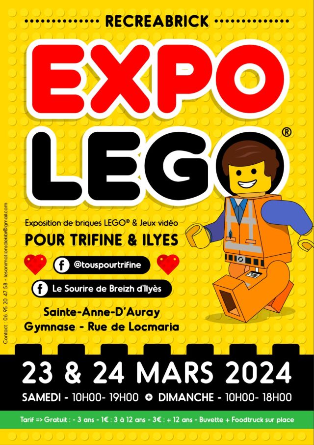 Exposition LEGO Expo LEGO pour Trifine & Ilyes 2024 à Sainte-Anne d'Auray (56400) Exposition LEGO Expo LEGO pour Trifine & Ilyes 2024 à Sainte-Anne d'Auray (56400)