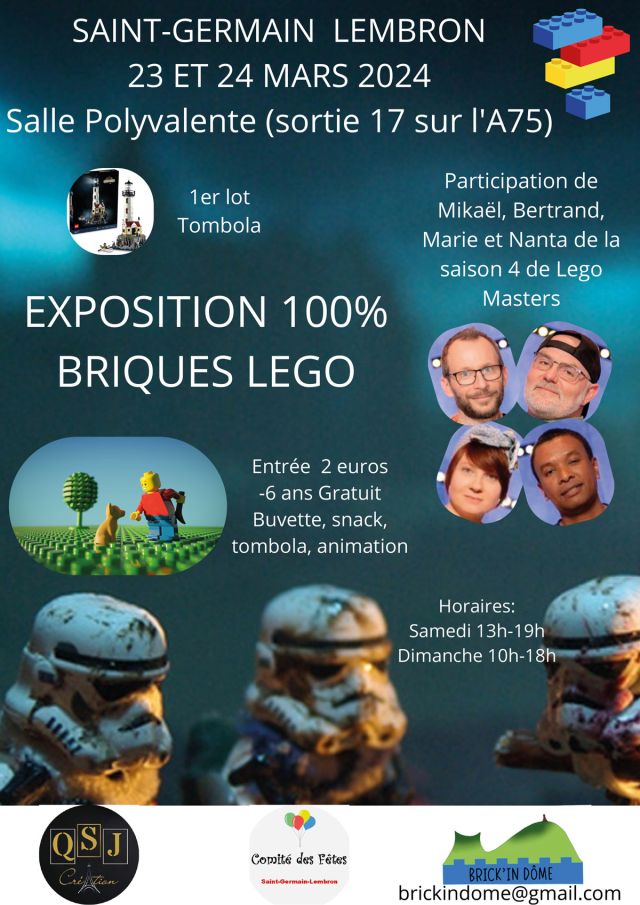 Exposition LEGO Expo LEGO Brick'In Dôme 2024 à Saint-Germain Lembron (63340) Exposition LEGO Expo LEGO Brick'In Dôme 2024 à Saint-Germain Lembron (63340)