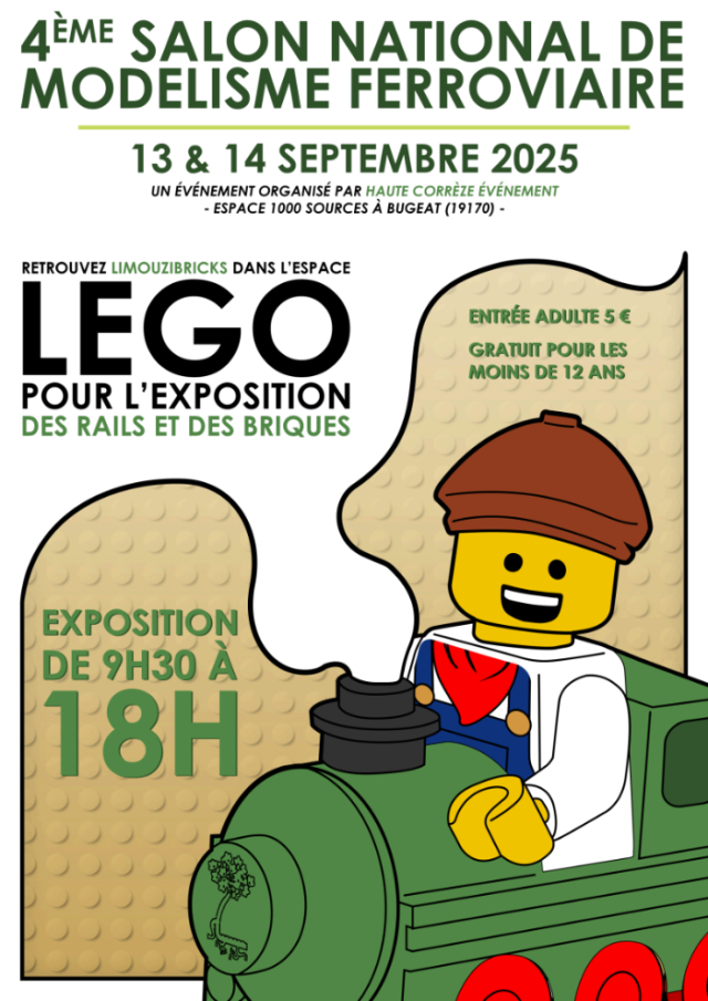 Exposition LEGO Expo LEGO des Rails et des Briques 2025 à Bugeat (19170) Exposition LEGO Expo LEGO des Rails et des Briques 2025 à Bugeat (19170)
