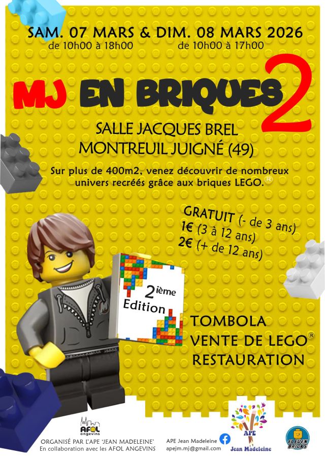 Exposition LEGO Expo LEGO MJ en Briques 2026 à Montreuil-Juigné (49460)