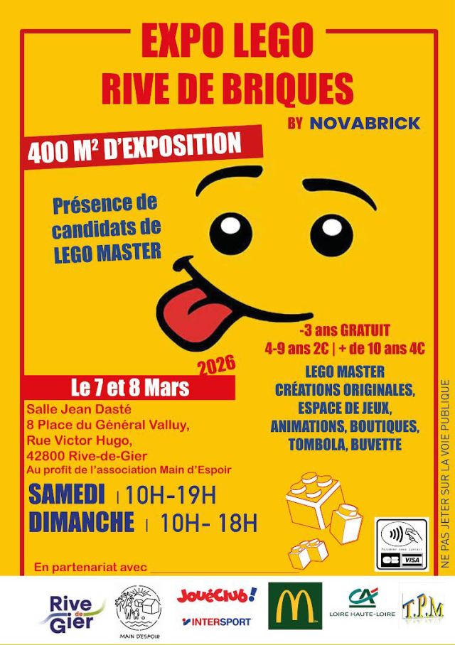 Exposition LEGO Expo LEGO Rive de Briques 2026 à Rive-de-Gier (42800)