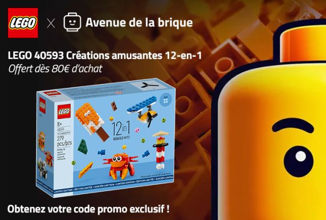 Code promo LEGO 40593 Créations amusantes 12-en-1 - Offert dès 80€ d'achat Code promo LEGO 40593 Créations amusantes 12-en-1 - Offert dès 80€ d'achat