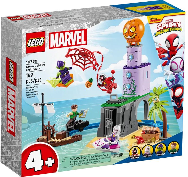 LEGO® Marvel 10790 L'Équipe Spidey au Phare du Bouffon Vert, Jouet Enfants  4 Ans avec Bateau Pirate vert - Lego