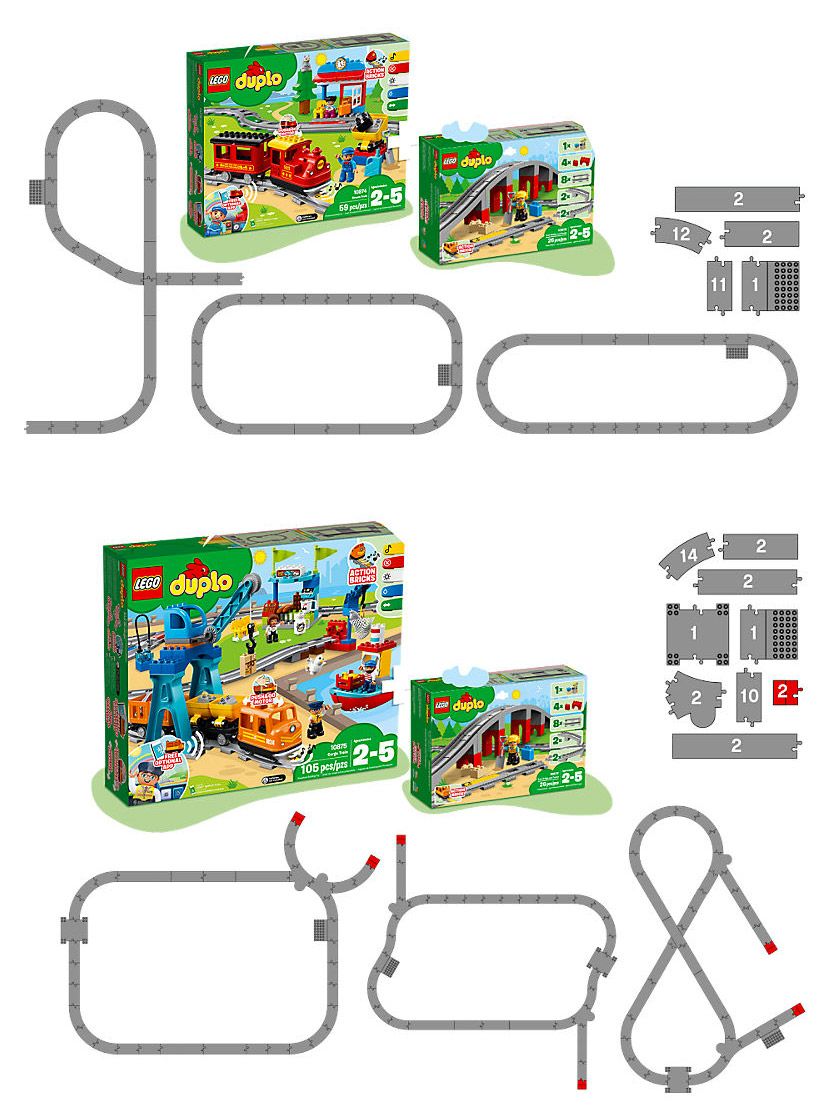 LEGO 10872 Duplo Ma Ville Les Rails Et Le Pont du Train, Jouet De  Construction avec Klaxon en Brique Sonore, Cadeau, pour Enfants De 2 Ans Et  Plus : : Jeux et Jouets