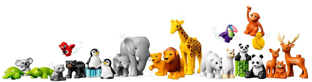 LEGO® 10975 DUPLO Animaux Sauvages du Monde, Jouet Éducatif dès 2 Ans, 22  Figurines de