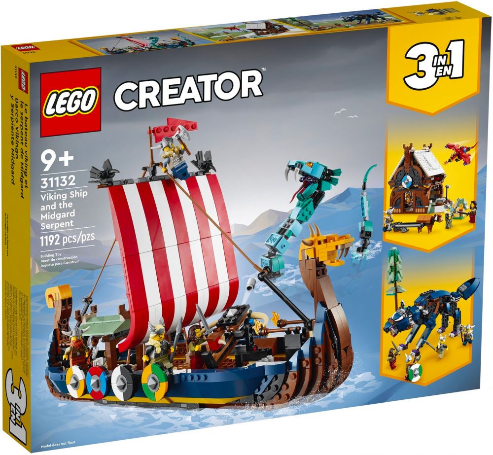 LEGO Creator 31132 pas cher, Le bateau viking et le serpent de Midgard