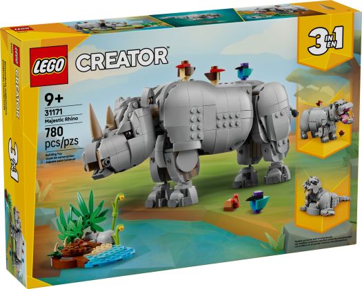LEGO Creator 31171 Animaux sauvages : le rhinocéros majestueux et les oiseaux