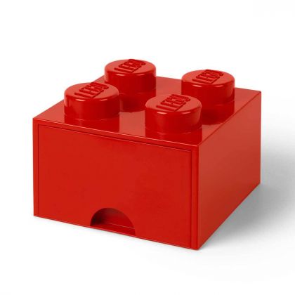 LEGO Rangements 40051730 Brique de Rangement empilable avec tiroir 4 plots LEGO rouge