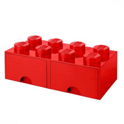 LEGO Rangement 40061730 Brique de rangement empilable avec tiroir 8 plots LEGO rouge