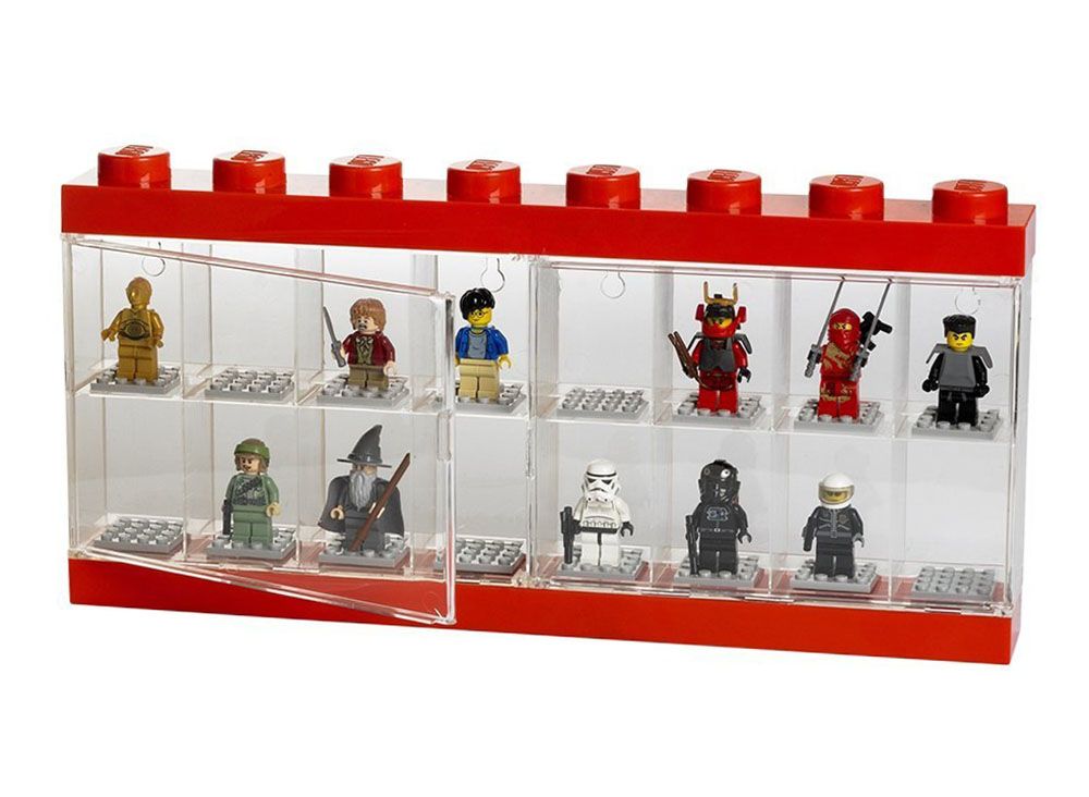 LEGO Rangements 40660001 pas cher, Vitrine pour 16 figurines Rouge et  transparent