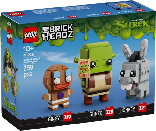 LEGO BrickHeadz 40923 Figurines de Shrek, l’Âne et Ti Biscuit