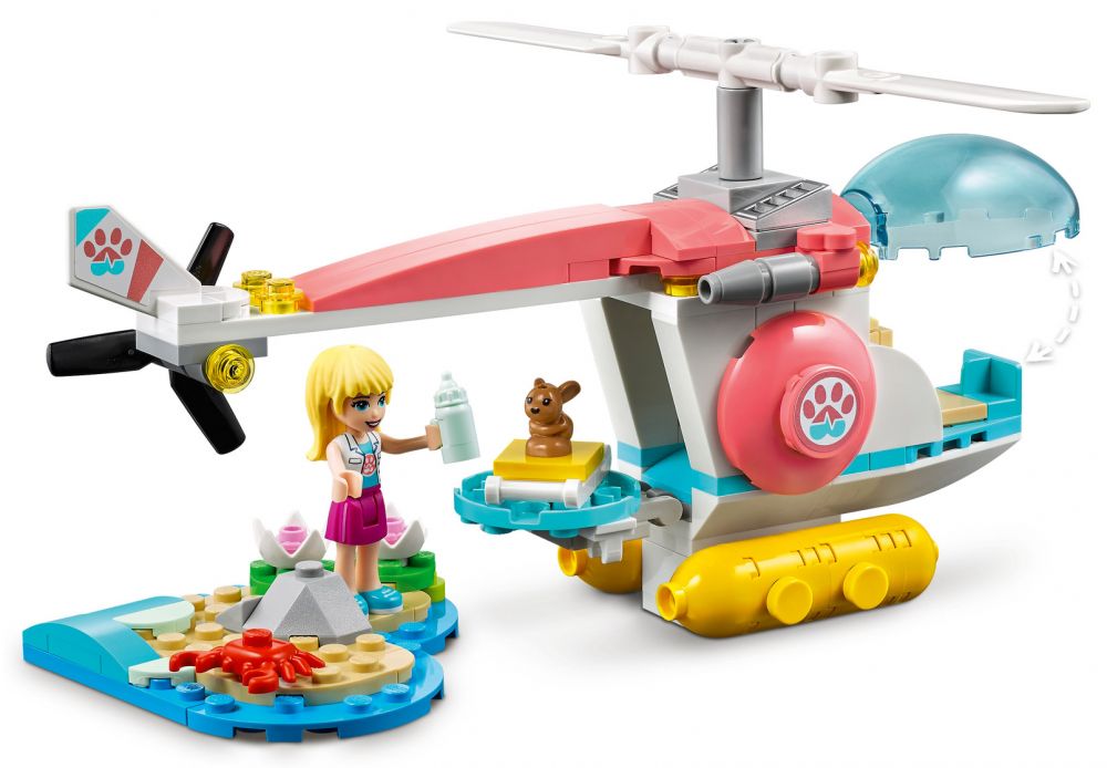 LEGO Friends 41692 pas cher, L'h?�licopt?�re de sauvetage de la clinique v?�t?�rinaire