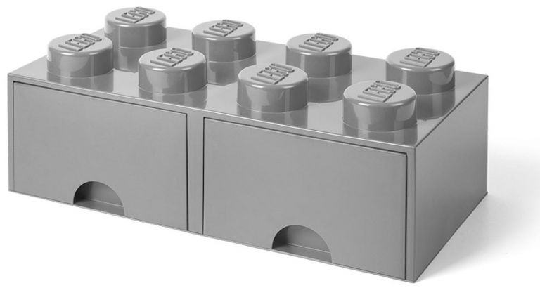 LEGO Rangement 5005720 Brique gris pierre de rangement LEGO à tiroir et à 8 tenons