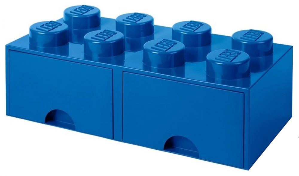 LEGO Rangements 5006143 pas cher, Brique bleue de rangement à tiroir 8  tenons