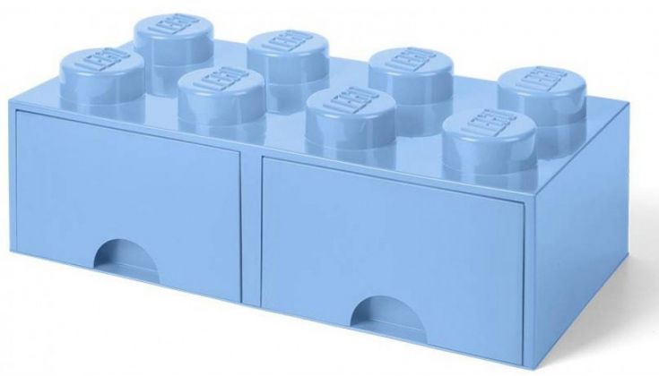 LEGO Rangements 5006182 Brique de rangement empilable à 2 tiroirs 8 plots LEGO Bleu ciel