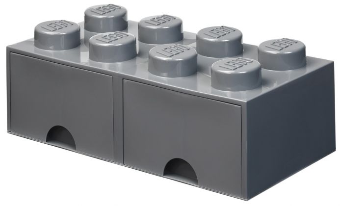 LEGO Rangements 5006329 Brique gris foncé de rangement 8 tenons avec tiroirs