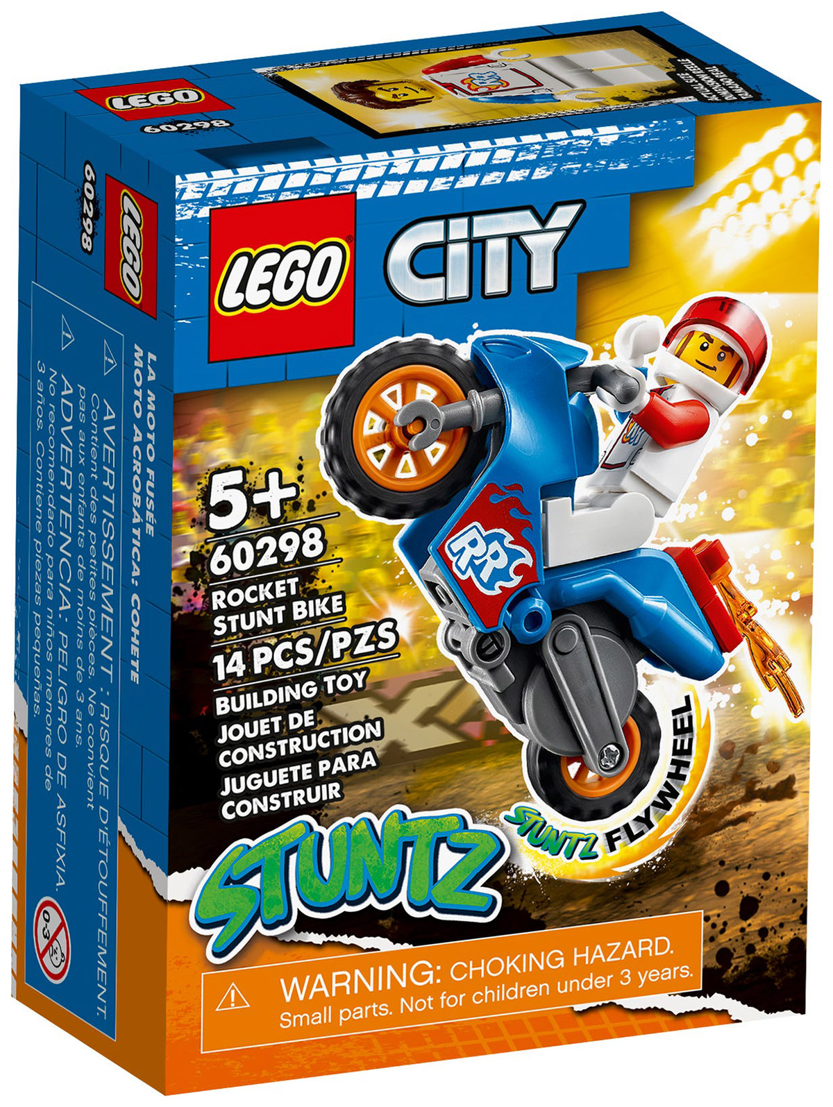 LEGO® 60298 City Stuntz La Moto de Cascade Fusée, Moto à