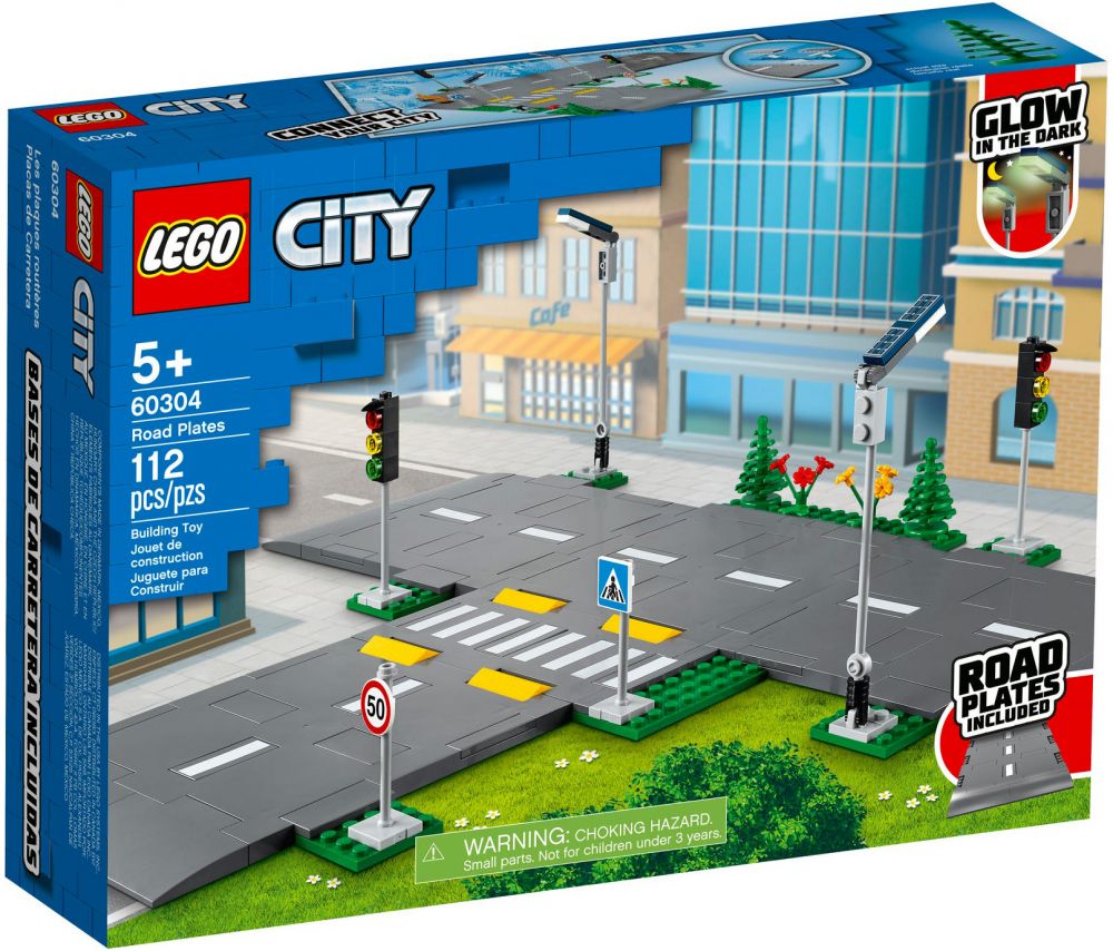 LEGO City 60304 Intersection a assembler, Jeu construction ville avec  panneaux et routes a imbriquer pour garçon ou fille - ADMI