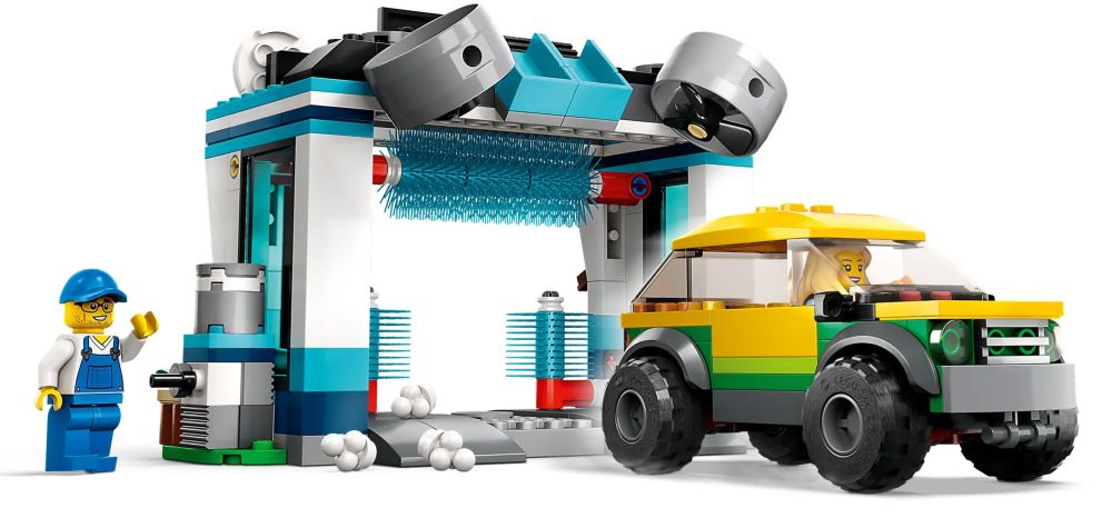 LEGO City 60362 - La Station de Lavage, Jouet pour Enfants Dès 6 Ans,  Garçons, Filles, Set avec Brosses à Laver Rotatives, Voiture et 2  Minifigurines pas cher 