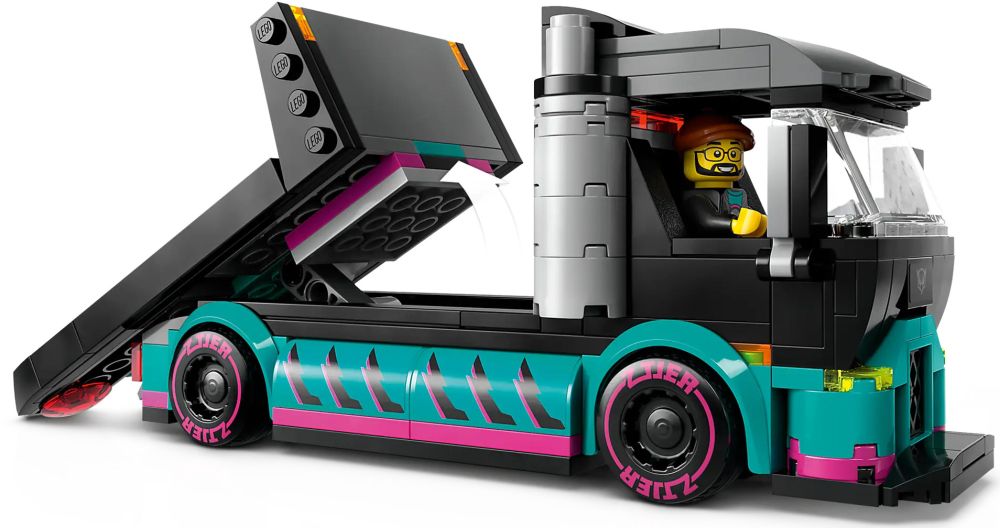 LEGO City 60406 pas cher, La voiture de course et le camion de transport de  voitures