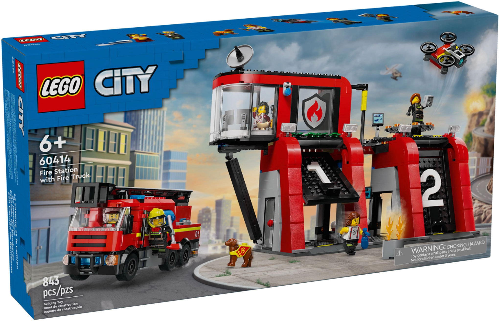 LEGO City 60414 pas cher, La caserne et le camion de pompiers