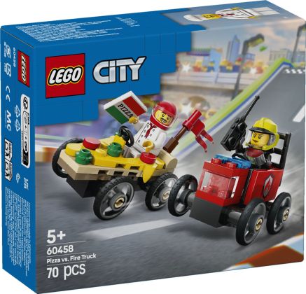 LEGO City 60458 Pack de bolides de course : camion de pizza contre camion de pompiers