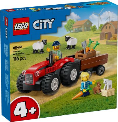 LEGO City 60461 Tracteur agricole rouge avec remorque et moutons