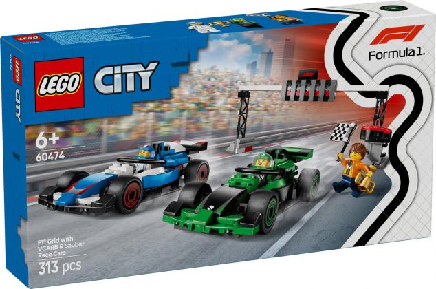 LEGO City 60474 Grille de départ de F1 avec des voitures VCARB et Sauber
