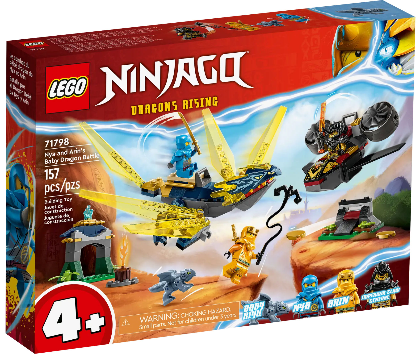 LEGO Ninjago 71798 pas cher, Le combat du b?�b?� dragon de Nya et Arin
