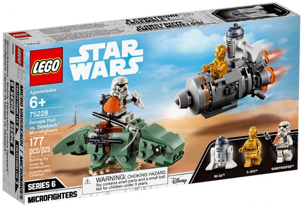LEGO Star Wars 75228 Capsule de sauvetage contre Microfighter Dewback