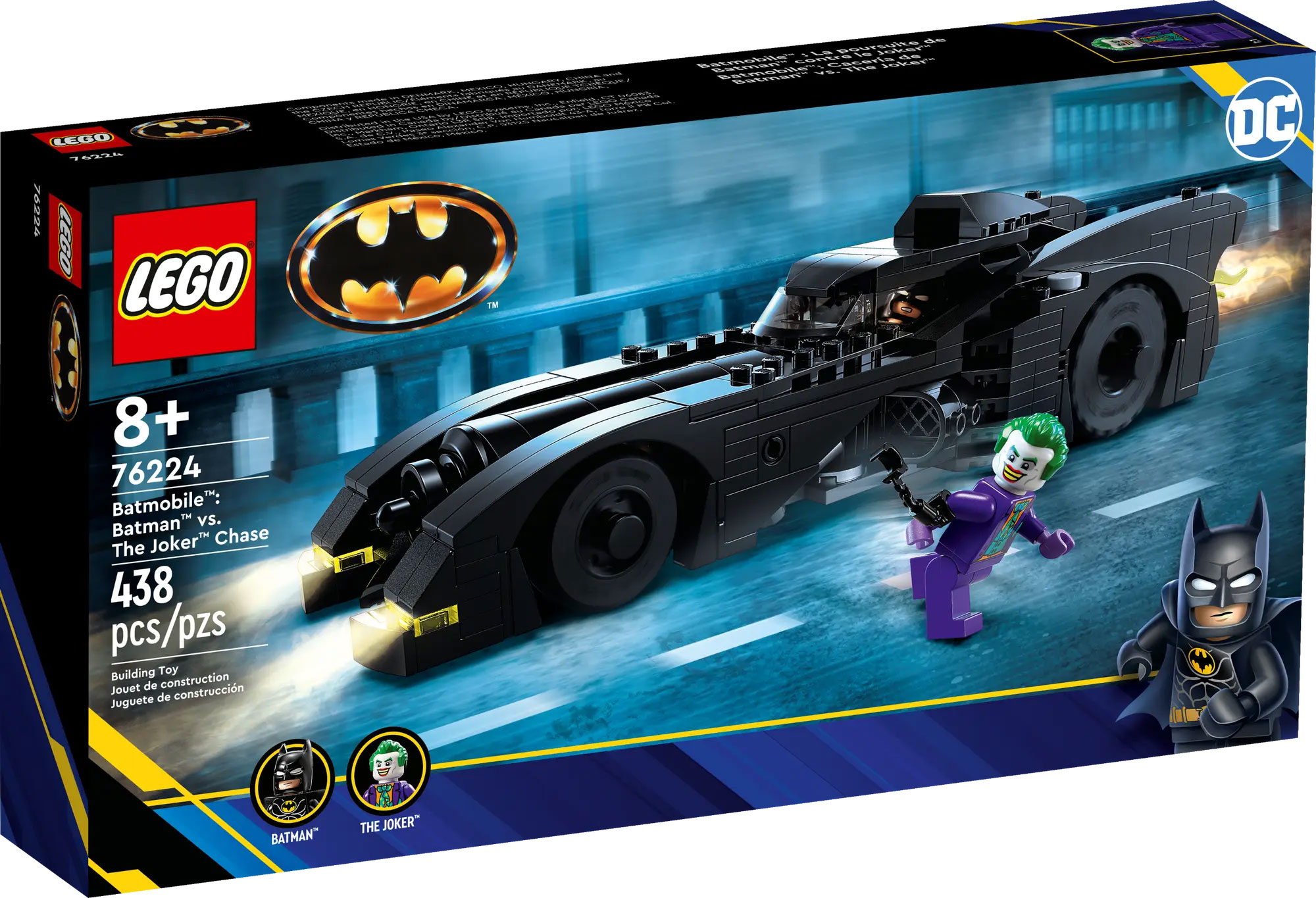LEGO DC Comics 76224 pas cher, La Batmobile : poursuite entre Batman et le  Joker