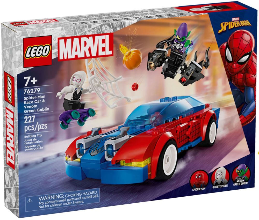 LEGO La voiture de course de Spider-Man contre le Bouffon Vert venomisé  76279