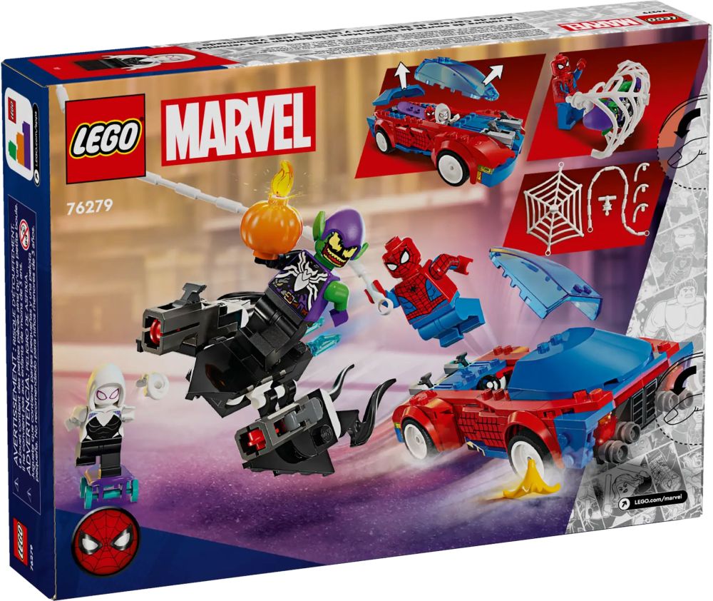 LEGO La voiture de course de Spider-Man contre le Bouffon Vert venomisé  76279