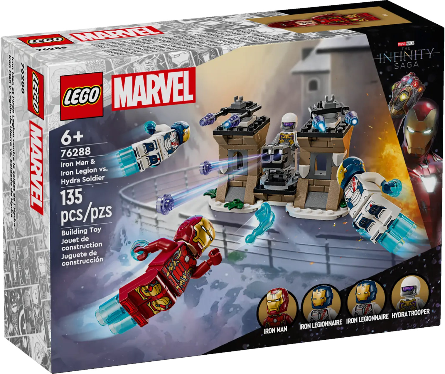 LEGO Marvel 76288 pas cher, Iron Man et l’Iron Legion contre le soldat de l’Hydra