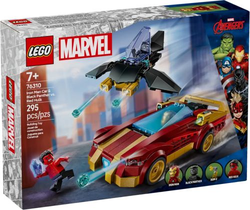 LEGO Marvel 76310 La voiture d’Iron Man et Black Panther contre Hulk rouge