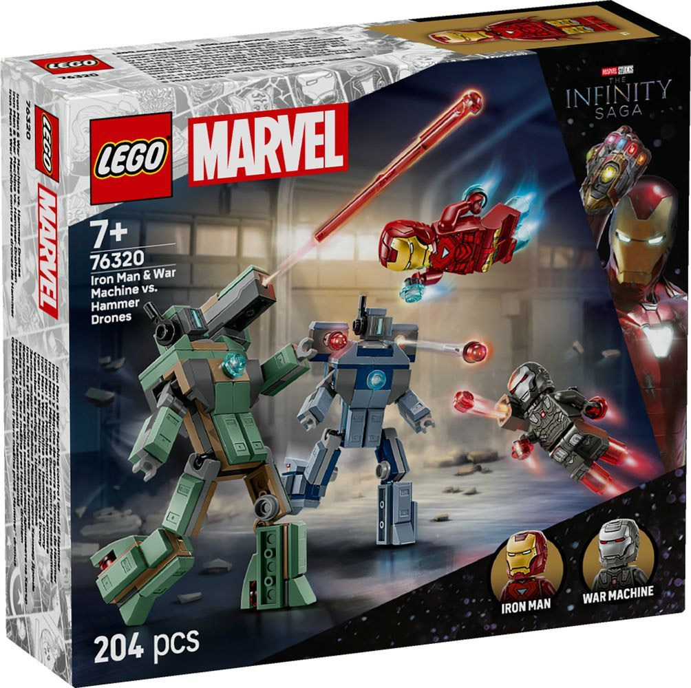 LEGO Marvel 76320 pas cher, Iron Man et War Machine contre les drones de Hammer