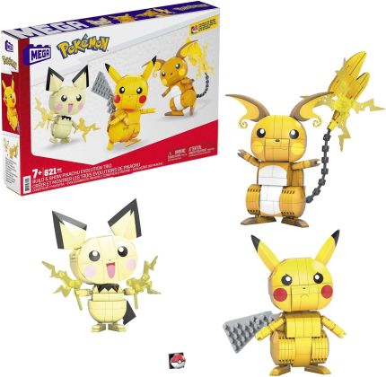 MEGA (Construx) Pokémon GYH06 Créer et montrer Bulbizarre les 3 évolutions de Pikachu