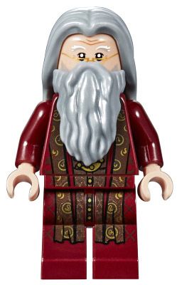 LEGO Minifigurines HP147 Albus Dumbledore - Robe rouge foncé, cheveux gris clair