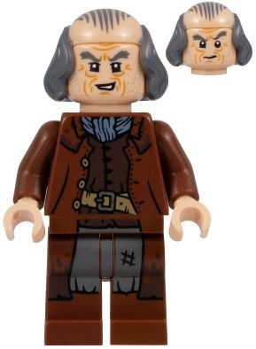 LEGO Minifigurines HP353 Argus Filch - Chauve sur le dessus, veste brun rougeâtre