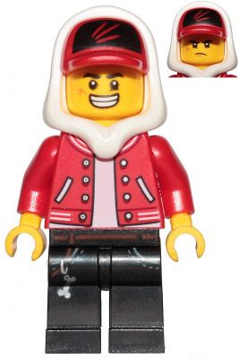 LEGO Minifigurines HS001 Jack Davids - Veste rouge avec casquette et capuche