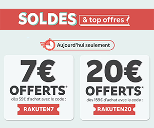 7€ offerts dès 59€ d'achat et 20€ offerts dès 159€