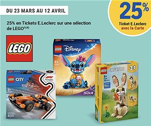 25% en Tickets E.Leclerc sur une sélection de LEGO