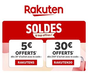5€ offert dès 39€ d'achat et 30€ offert dès 299€
