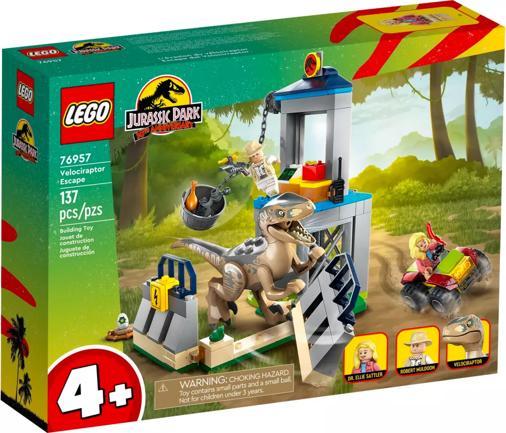 Nouveau LEGO Jurassic Park 76957 L'évasion du vélociraptor // Juin 2023