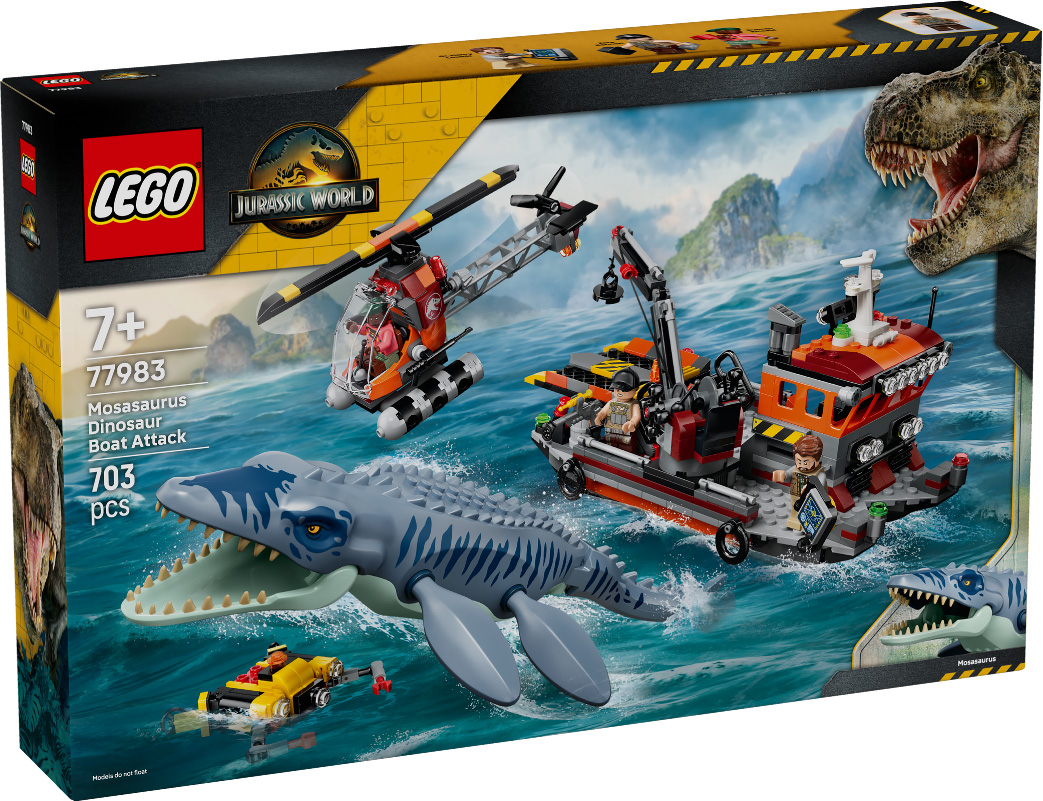 Nouveau LEGO Jurassic World 77983 L’attaque du bateau par le mosasaure // Août 2026