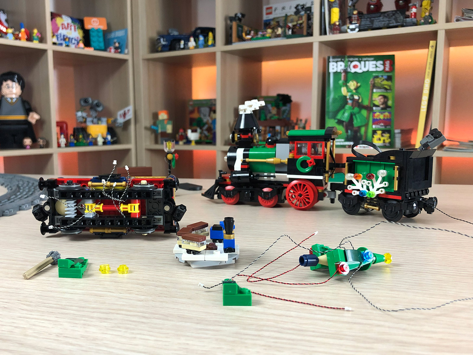 Treize LEDs et fils pour ce seul wagon, un vrai chantier