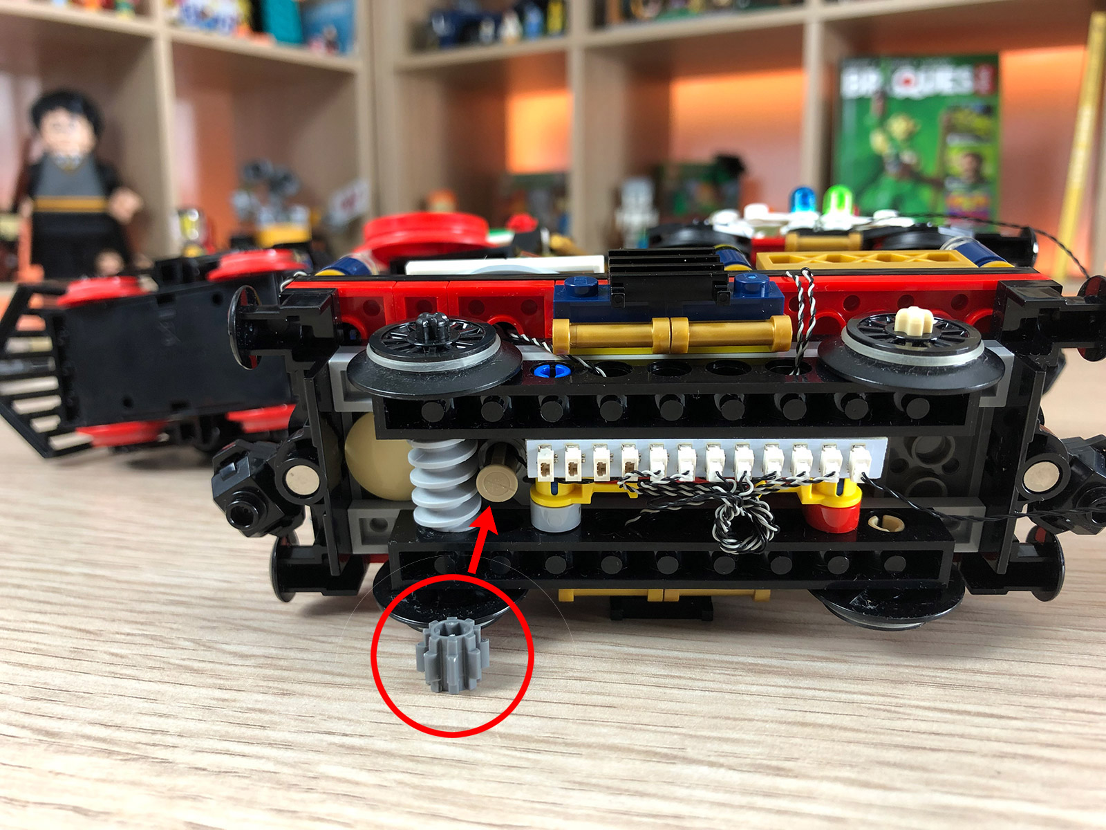 Le long hub et l'engrenage qui pose problème