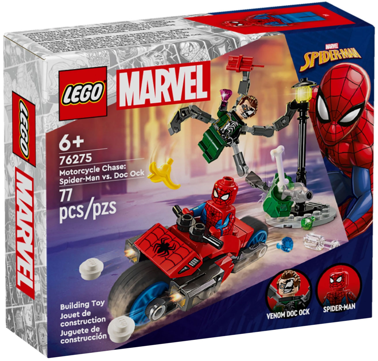 Nouveau LEGO Marvel 76275 La course-poursuite en moto : Spider-Man contre Docteur Octopus // Janvier 2024